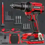 Mejor oferta KUZUPRO Taladro Percutor Bateria 21V, Taladro Atornillador Bateria con 2x2.0Ah Baterías, Atornillador Electrico 42Nm, 25+3 Ajuste de Par, 14 Accesorios, 2 Velocidad, LED Luz Para Hogar, Bricolaje