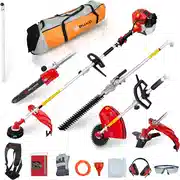 Mejor oferta BU-KO Herramienta de jardín Multifuncional de Gasolina 52 CC Que desbrozadora, Cortasetos, podadora de Motosierra, desbrozadora con línea de extensión de 75 cm, Bolsa de Herramientas