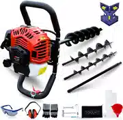 Mejor oferta BU-KO 52CC 2 Tiempos, barrena de Tierra de Gasolina, Poste de Cerca, barrenador de Orificio de Tierra, Excavadora 3 HP Tipo V, diámetro de 3 Brocas (100,150,200 mm), Nivel de Poste y extensión